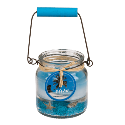 Candle in glass with metal handle, Maritime,