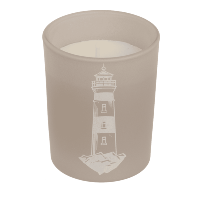 Candle in glass with wooden lid, Sea,