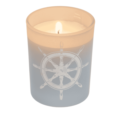 Candle in glass with wooden lid, Sea,