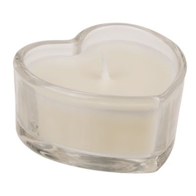 Candle in heart shaped glass,