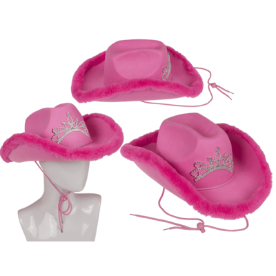 Cappello da cowboy in feltro con piume e diadema