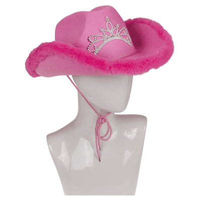Cappello da cowboy in feltro con piume e diadema