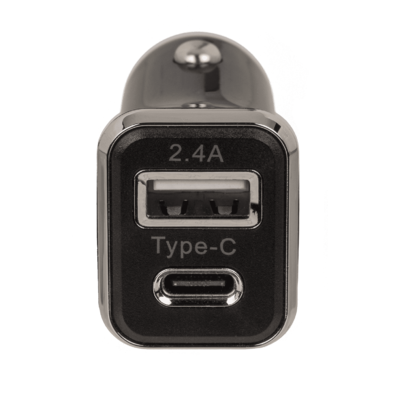 Car charger USB C + USB A, 2 colours ass.,