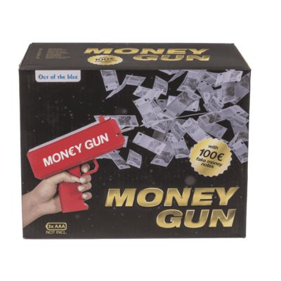 Cash gun, with € toy money,