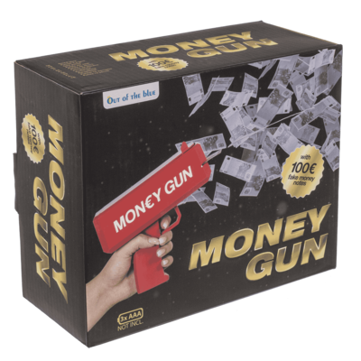 Cash gun, with € toy money,