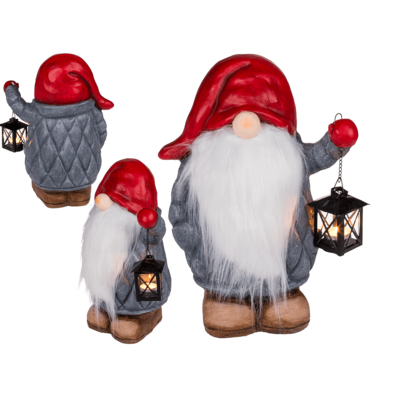 Ceramic christmas gnome with lantern,