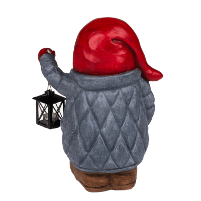 Ceramic christmas gnome with lantern,