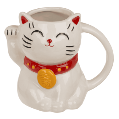 Ceramic mug, Lucky Cat, material: dolomite,