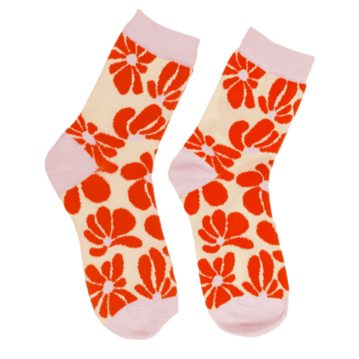 Chaussettes, fleurs rétro