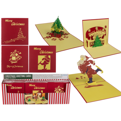 Christmas greeting cards with fold-out silhouette