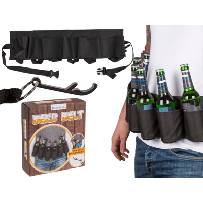 Cinturón negro para cerveza con abrebotellas de,