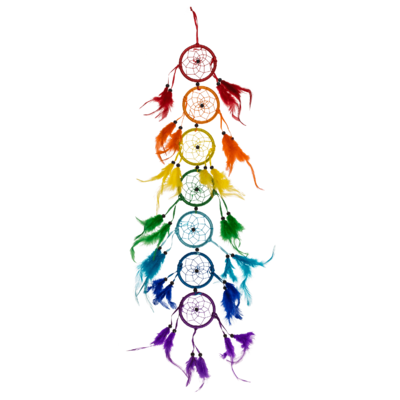 Colorful dream catcher with feathers, Rainbow,