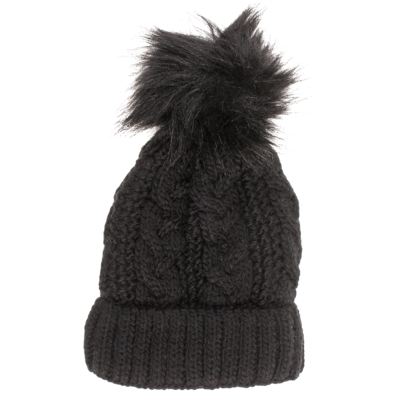 Comfort cap with artifical fur pompom,