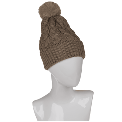 Comfort cap with artificial fur, Cable Stitch,