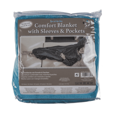 Coperta comfort blu con maniche e tasche,