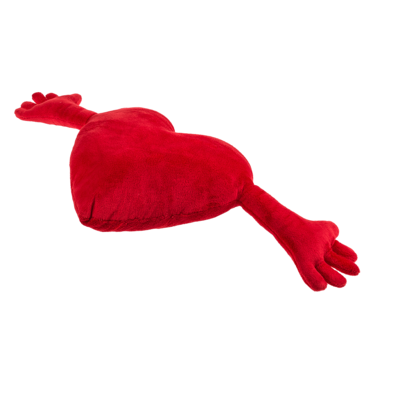 Corazón rojo de peluche con brazos,