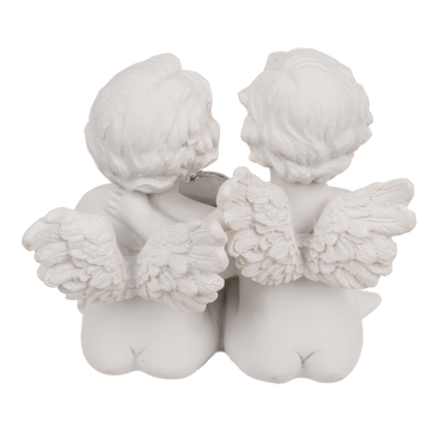 Couple des anges assis avec coeur en crystal,