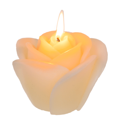 Creme colored candle, Rose, ca. 11 x 9 cm