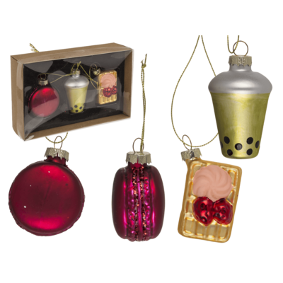 Décoration pour sapin noel en verre, Bubble Tea,