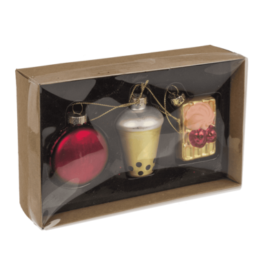 Décoration pour sapin noel en verre, Bubble Tea,