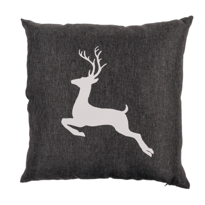 Dark grey colored decoration cushion, Deer,