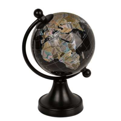 Decoration Globe, black, plastic, ca. 8 x 10 x 15,