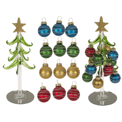 Decorative glass Christmas tree with coloured