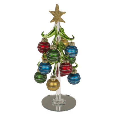 Decorative glass Christmas tree with coloured