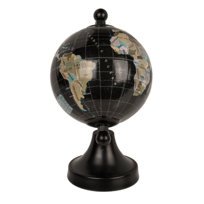 Deko-Globus, schwarz, aus Kunststoff, ca. 8 x 10