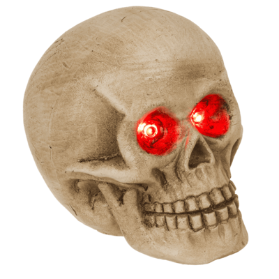 Deko-Totenkopf mit roten LED-Augen,