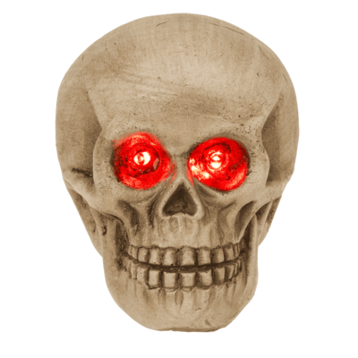 Deko-Totenkopf mit roten LED-Augen,