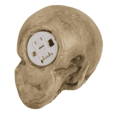 Deko-Totenkopf mit roten LED-Augen,