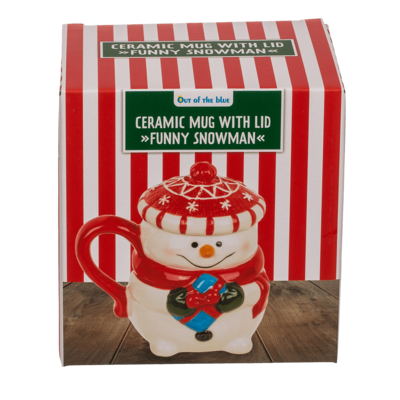Dolomite mug, Funny Snow man, with lid,