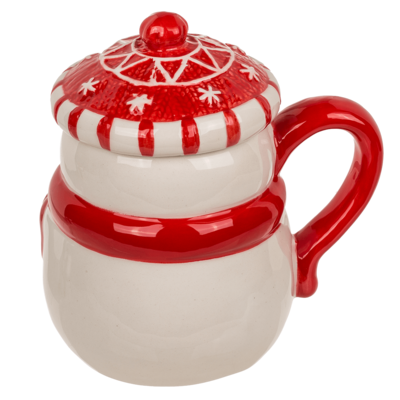 Dolomite mug, Funny Snow man, with lid,
