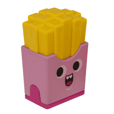 Eraser and double pencil sharpener, "Fries"