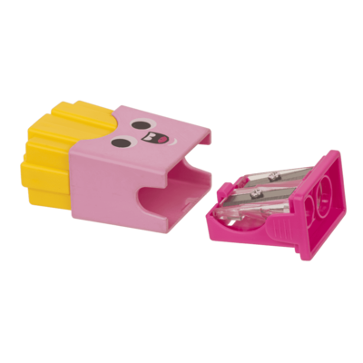 Eraser and double pencil sharpener, "Fries"