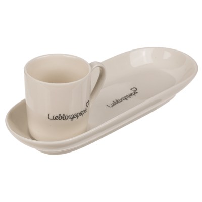 Espresso mug with oval saucer,