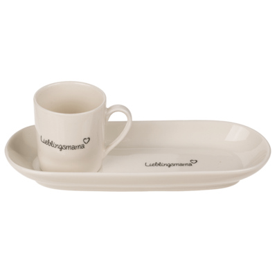 Espresso mug with oval saucer,