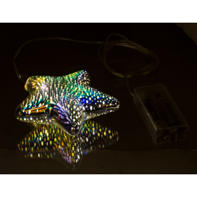 Estrella de cristal 3D con LED, aprox. 10 cm,