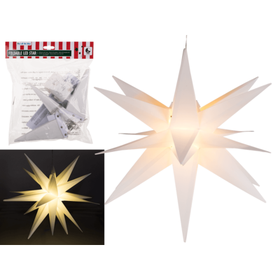 Estrella LED plegable, blanco, aprox. 35 cm,