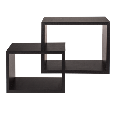 Etagère murale en bois noir, set de 2 pcs,