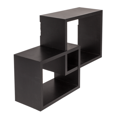 Etagère murale en bois noir, set de 2 pcs,