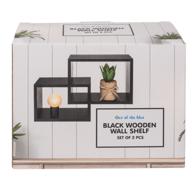 Etagère murale en bois noir, set de 2 pcs,