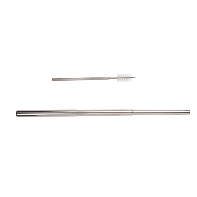 Extendable metal drinking straw with cleaning