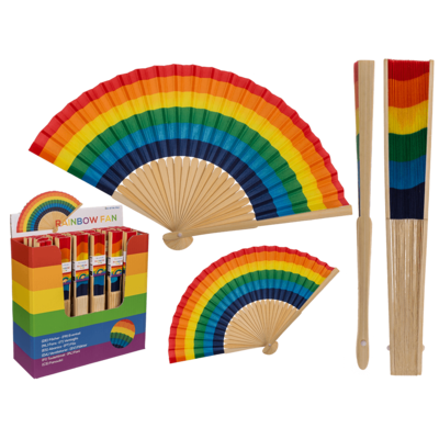 Fan, Bamboo, Rainbow, ca. 21 cm, bamboo,