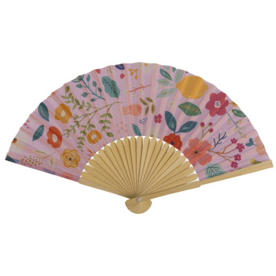 Fan, Flowers, 21 cm, bamboo,