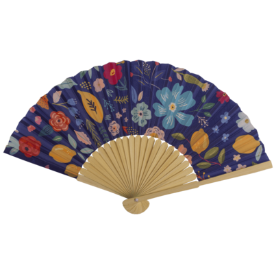 Fan, Flowers, 21 cm, bamboo,