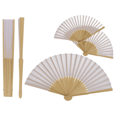 Fan, Shine White, 21 cm, bamboo,