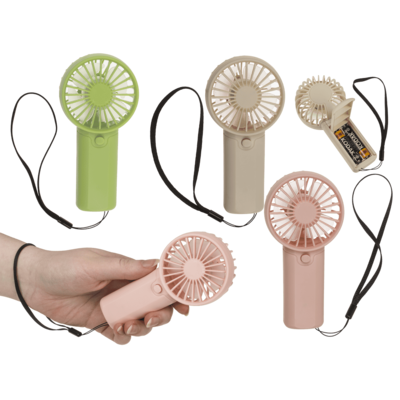 Fan with lanyard, 6 x 3.5 x 12.5 cm,