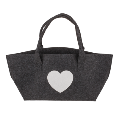 Felt shopping bag, heart, 35 x 20 x 23 cm,